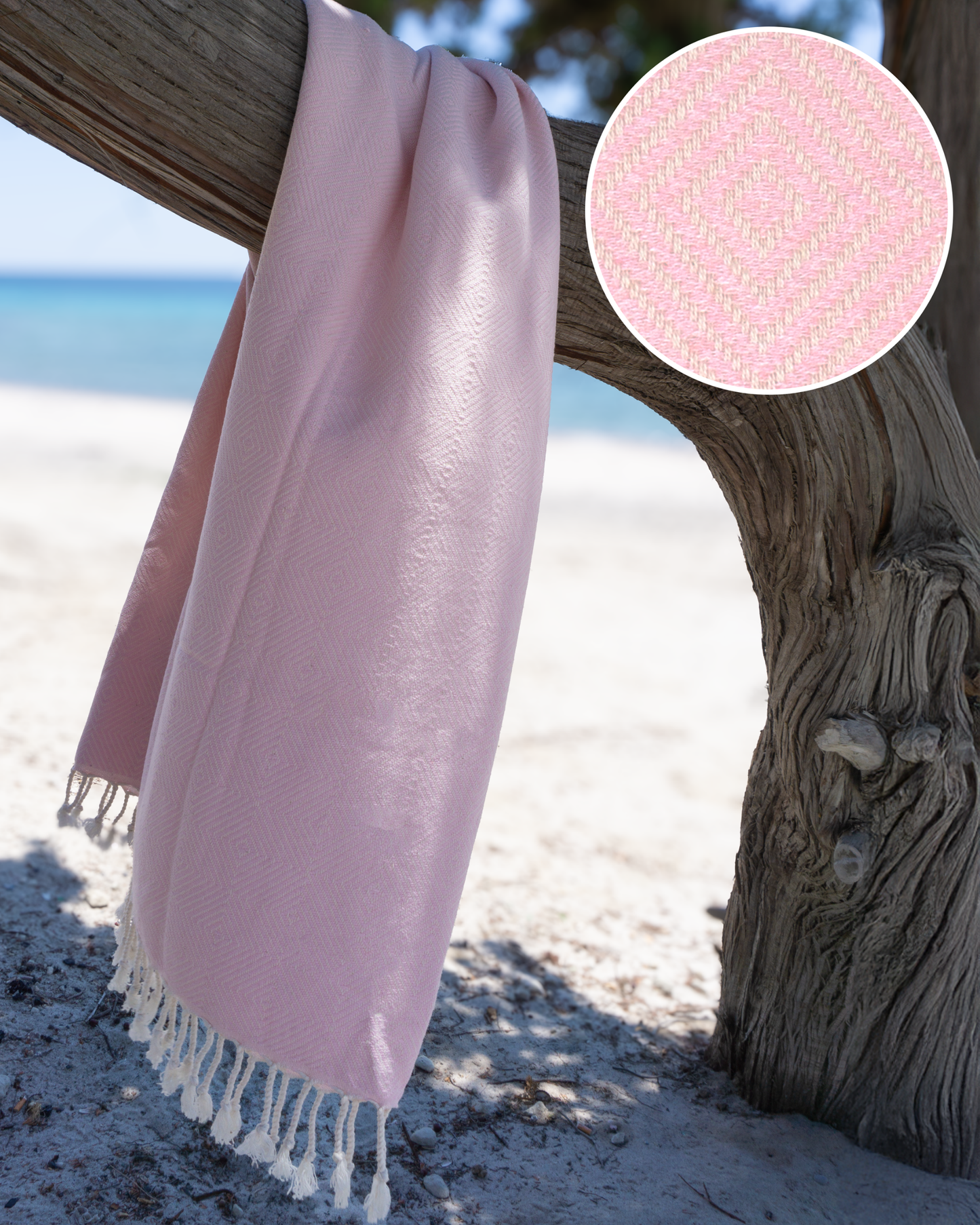 CRYSTAL Beach Towel, Turkish Hammam Towel, Spa & Sauna Towel - Light Pink