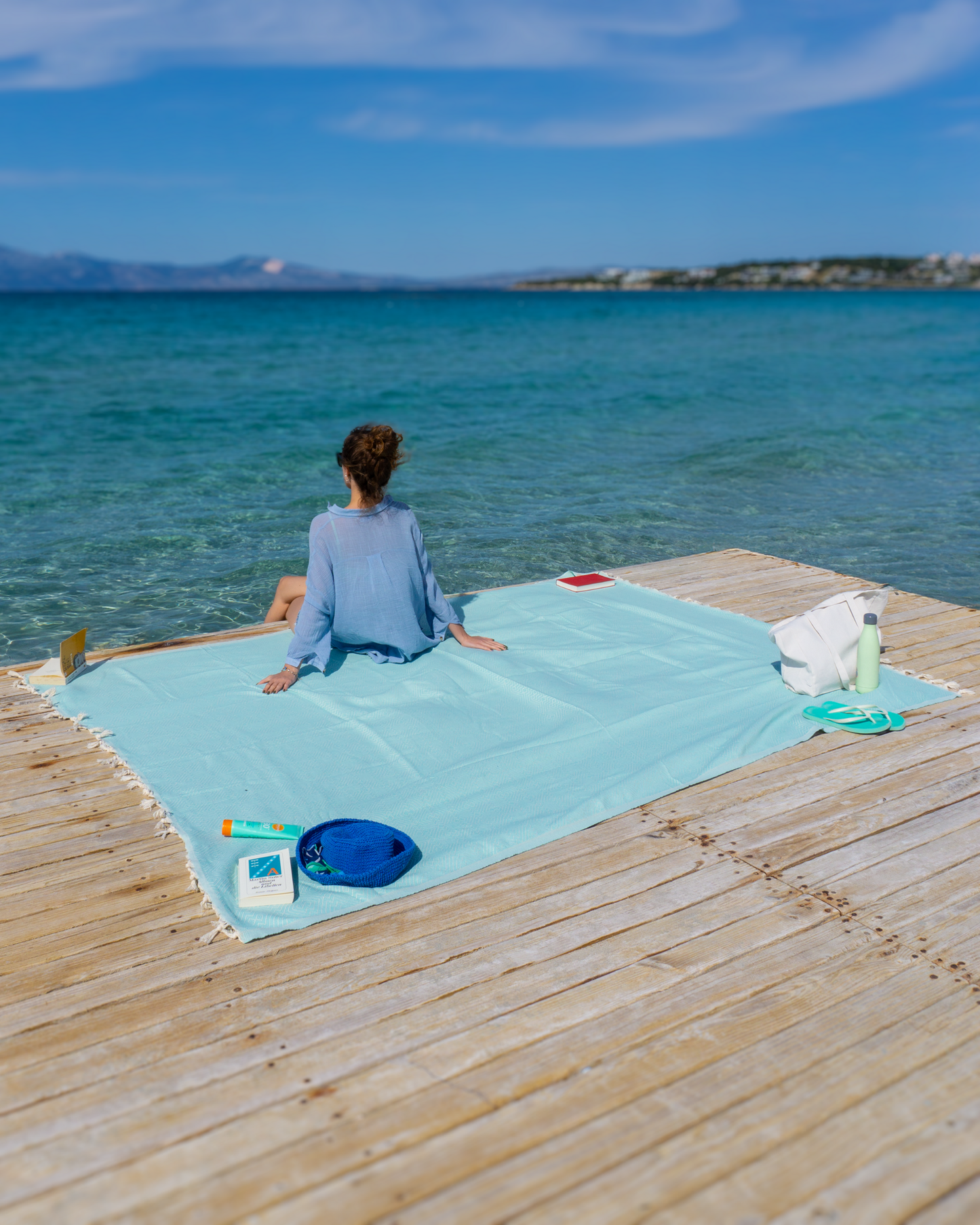 ATOM Cotton Plaid, XXL Beach Towel - Mint
