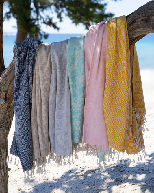 CRYSTAL Beach Towel, Turkish Hammam Towel, Spa & Sauna Towel - Yellow